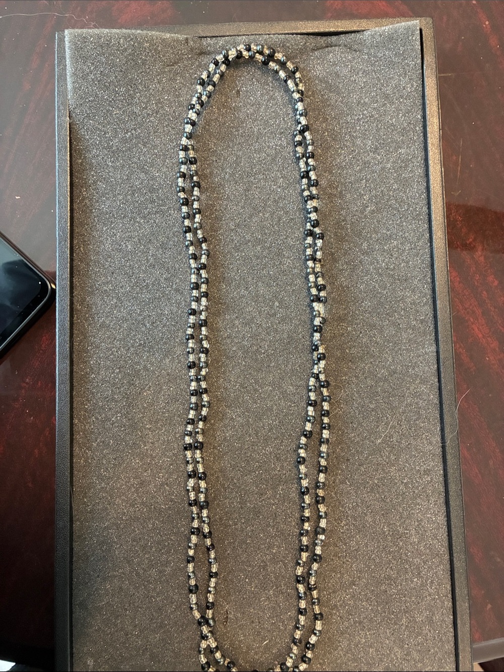 Black and Silver Seed Bead Layered Necklace - Women Jewelry
